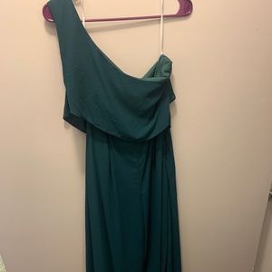 Green One shoulder Jumpsuit- Shein